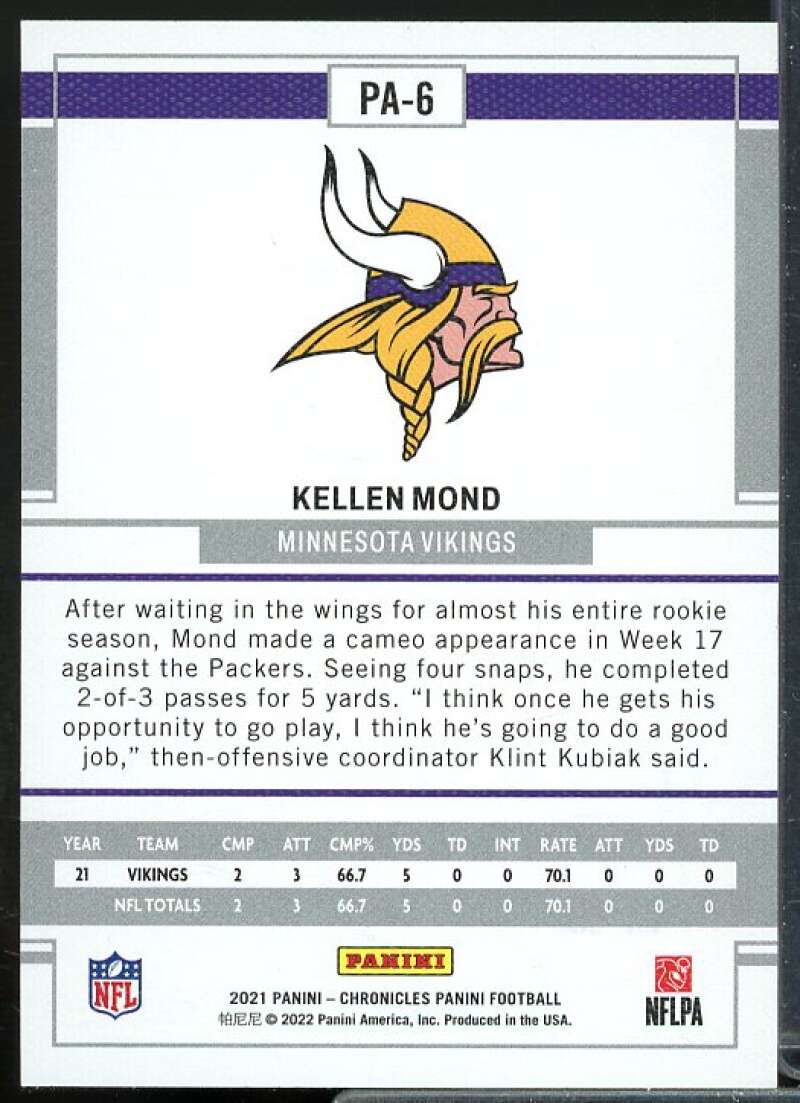 Kellen Mond Rookie Card 2021 Panini Chronicles Panini Pink #6  Image 2