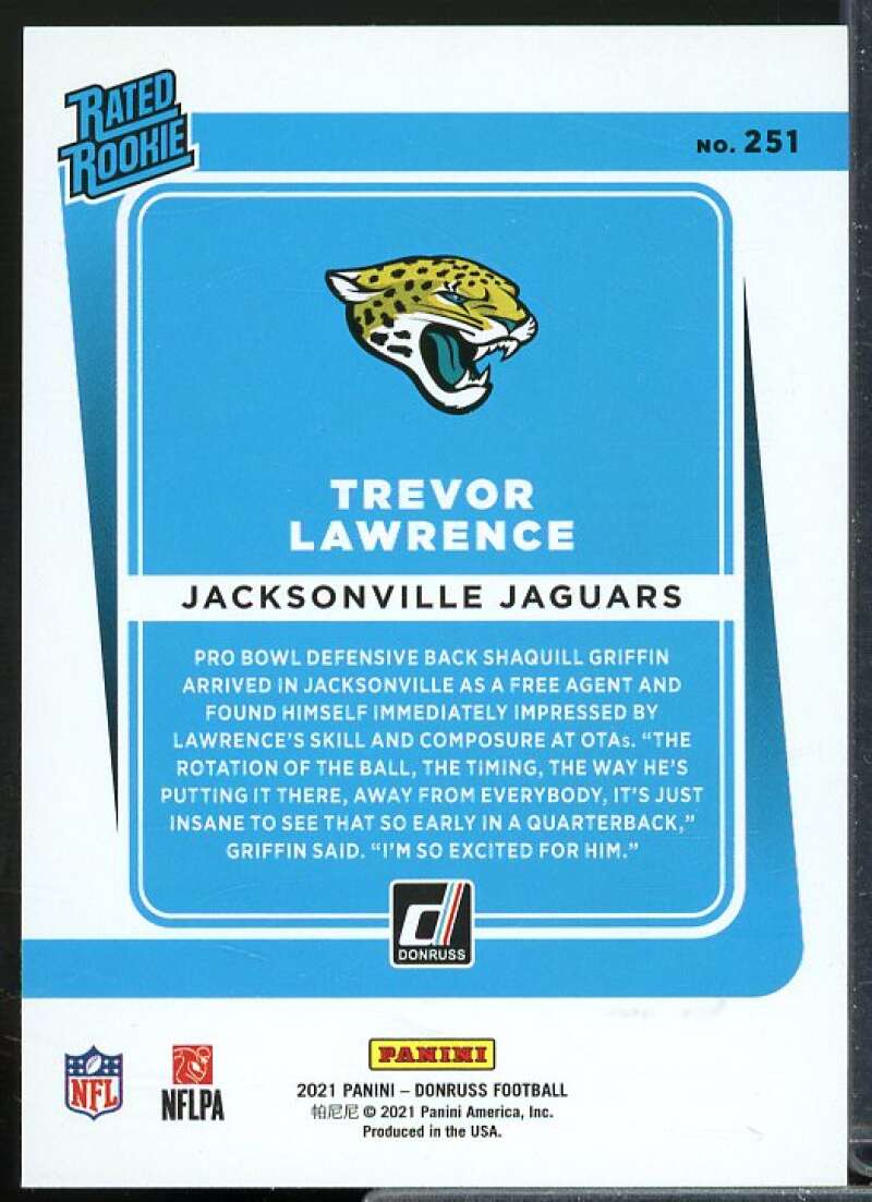 Trevor Lawrence RR Rookie Card 2021 Donruss #251  Image 2