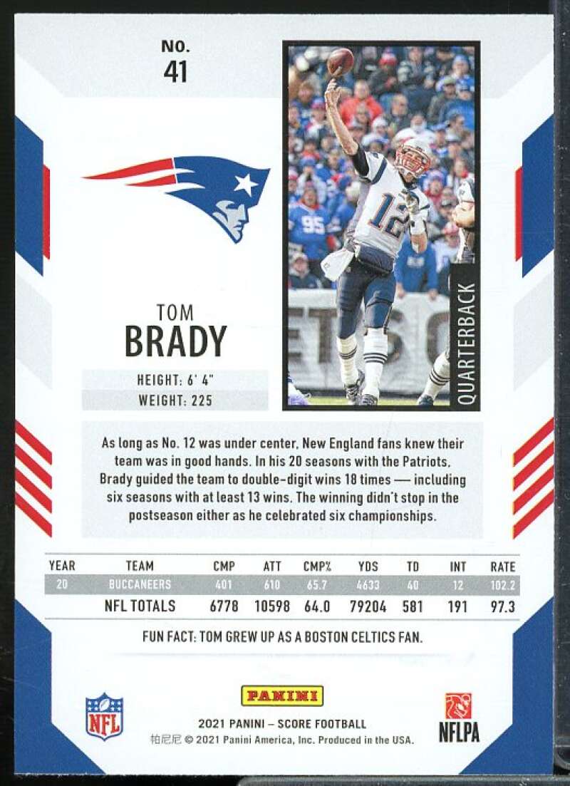 Tom Brady Card 2021 Score Red #41  Image 2