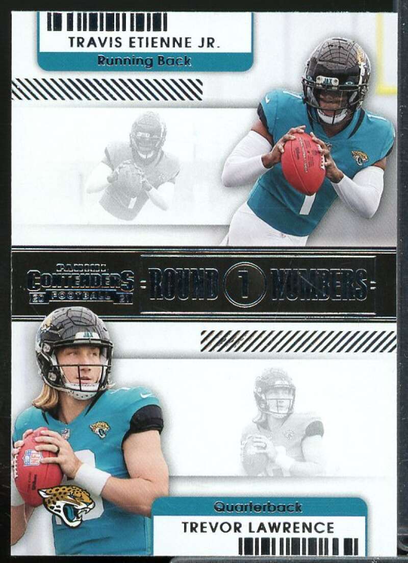 Travis Etienne Jr./Trevor Lawrence Card 2021 Panini Contenders Round Numbers #1  Image 1