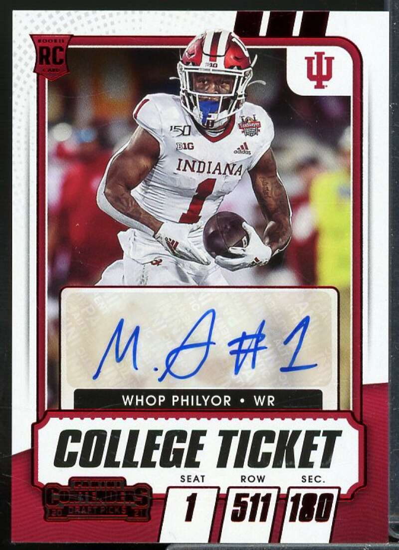 Whop Philyor AU Rookie 2021 Panini Contenders Draft Picks Game Ticket Red #275  Image 1