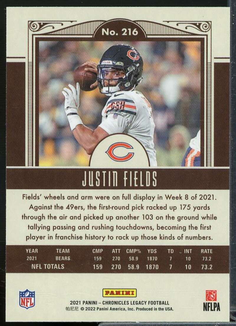 Justin Fields Rookie 2021 Panini Chronicles Legacy Update Rookies Silver #216  Image 2