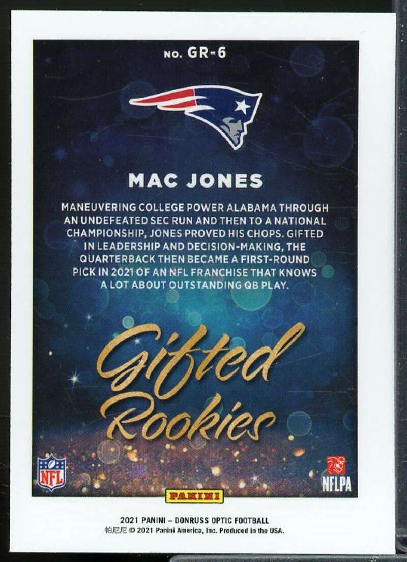 Mac Jones Rookie Card 2021 Donruss Optic Gifted Rookies #6  Image 2