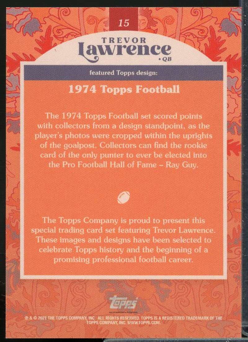 Trevor Lawrence/1974 Topps Football Rookie 2021 Topps X Trevor Lawrence #15  Image 2