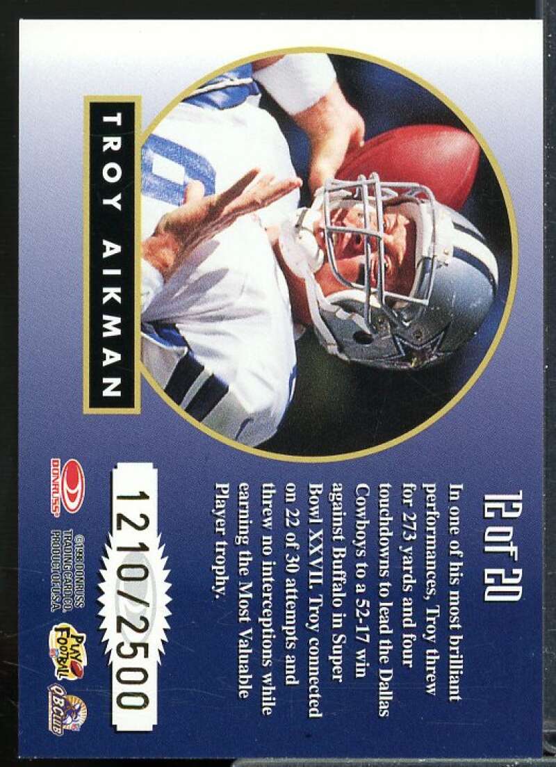 Troy Aikman Card 1998 Leaf Rookies Stars Greatest Hits #12  Image 2