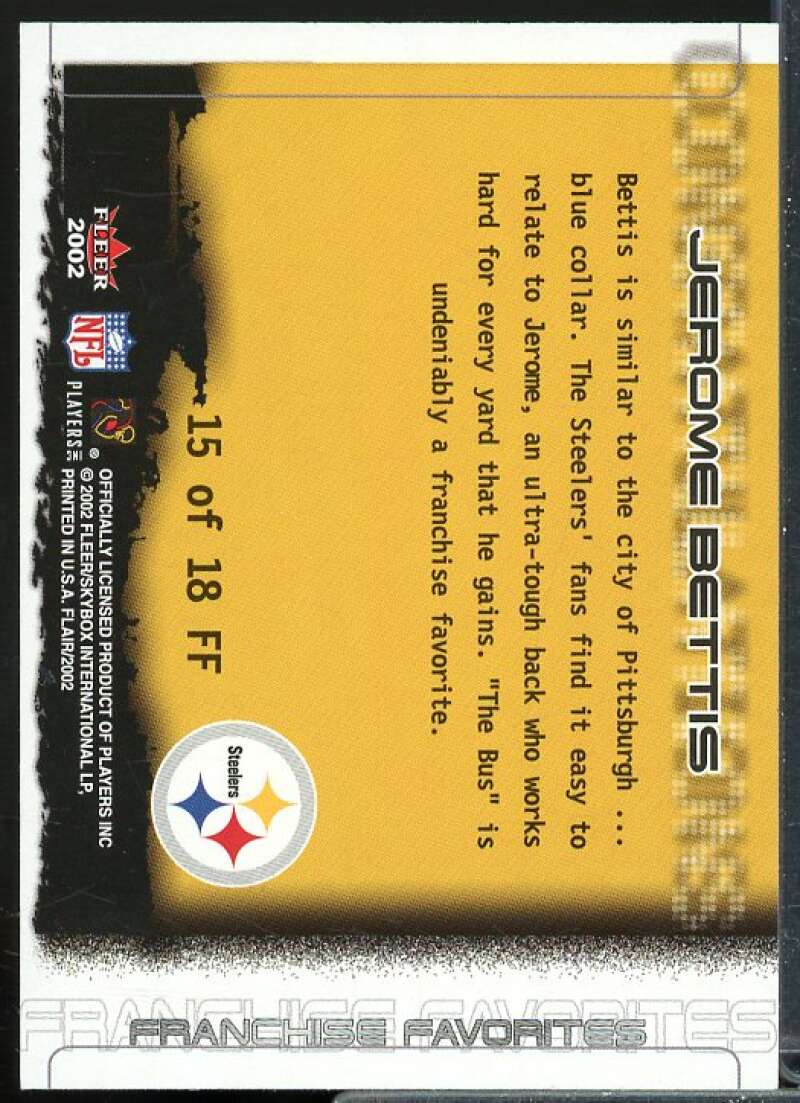 Jerome Bettis Card 2002 Flair Franchise Favorites #15  Image 2