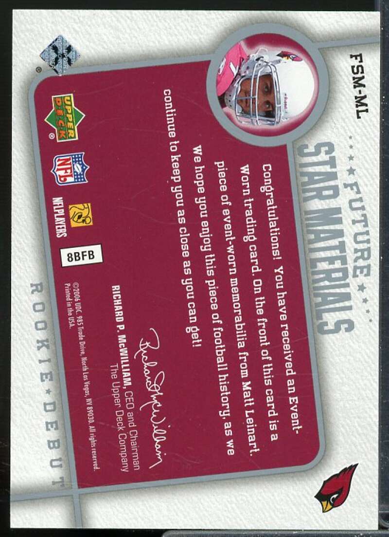 Matt Leinart 2006 Upper Deck Rookie Debut Future Star Materials Silver #FSMML  Image 2