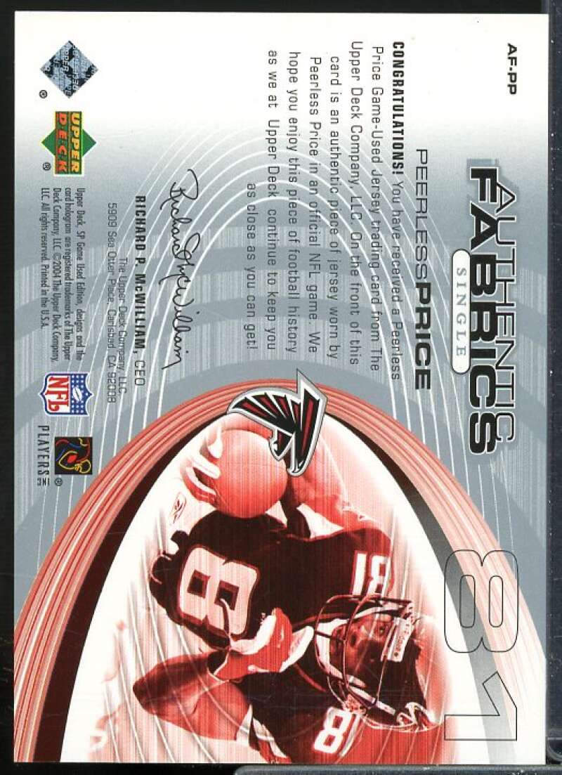 Peerless Price Card 2004 SP Game Used Edition Authentic Fabric #AFPP  Image 2