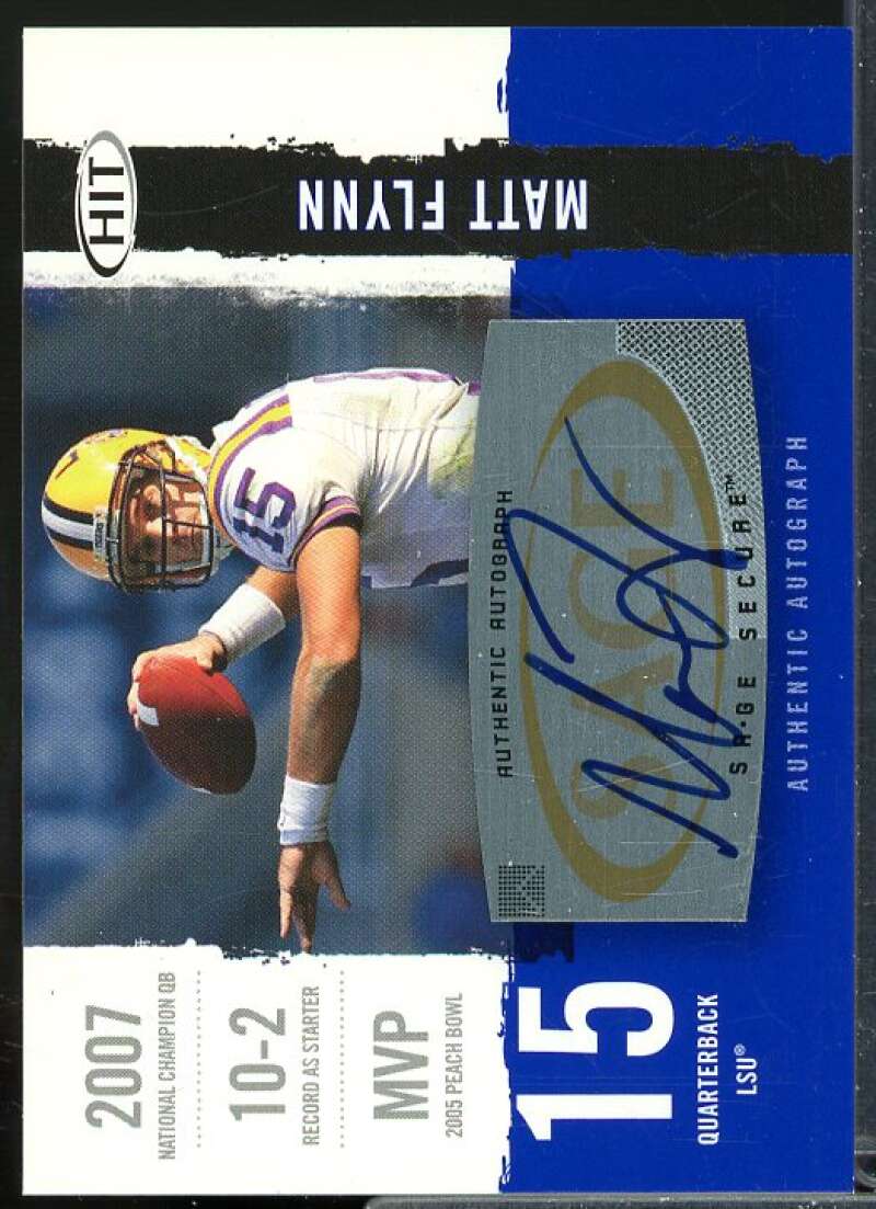 Matt Flynn Rookie Card 2008 SAGE HIT Autographs #A85  Image 1