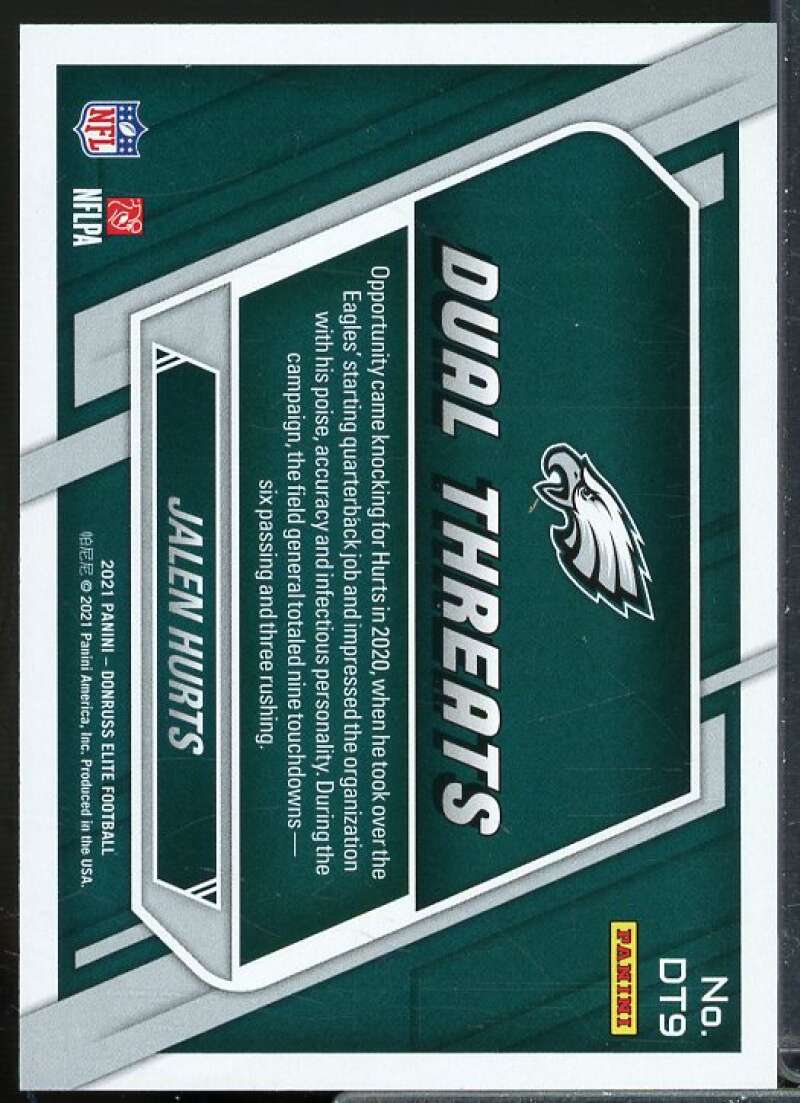 Jalen Hurts Card 2021 Elite Dual Threats Green #9  Image 2