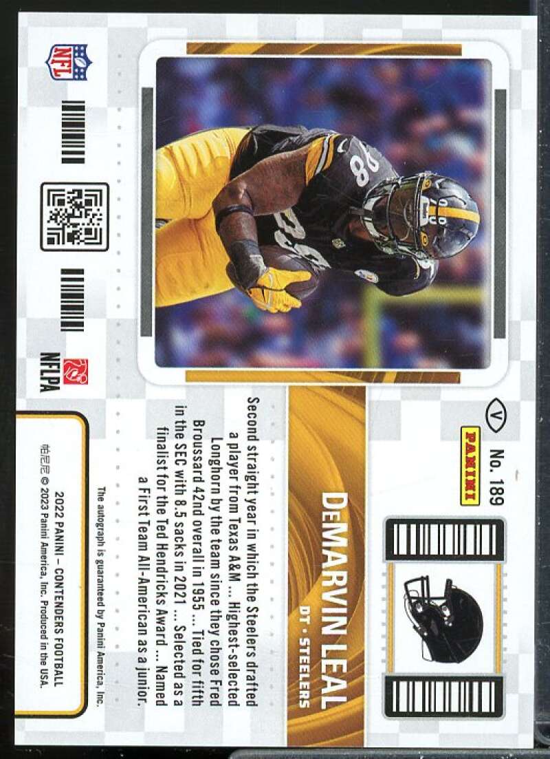 DeMarvin Leal AU Rookie Card 2022 Panini Contenders Championship Ticket #189A  Image 2