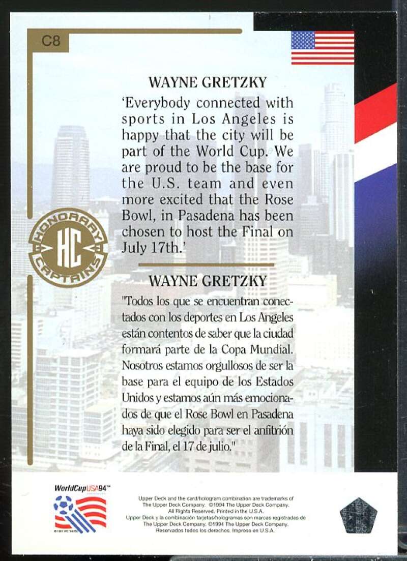 Gretzky Card 1994 UD World Cup Contenders English/Spanish Honorary Captains #C8  Image 2