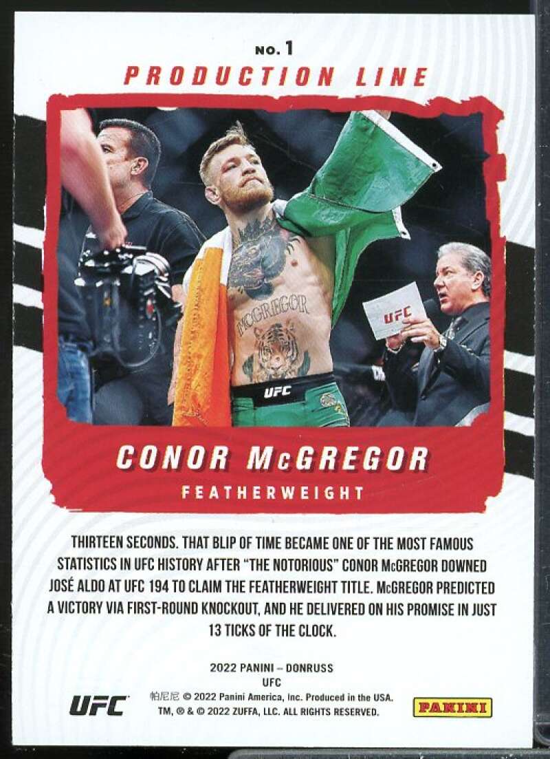 Conor McGregor Card 2022 Donruss UFC Production Line Green Flood #1  Image 2