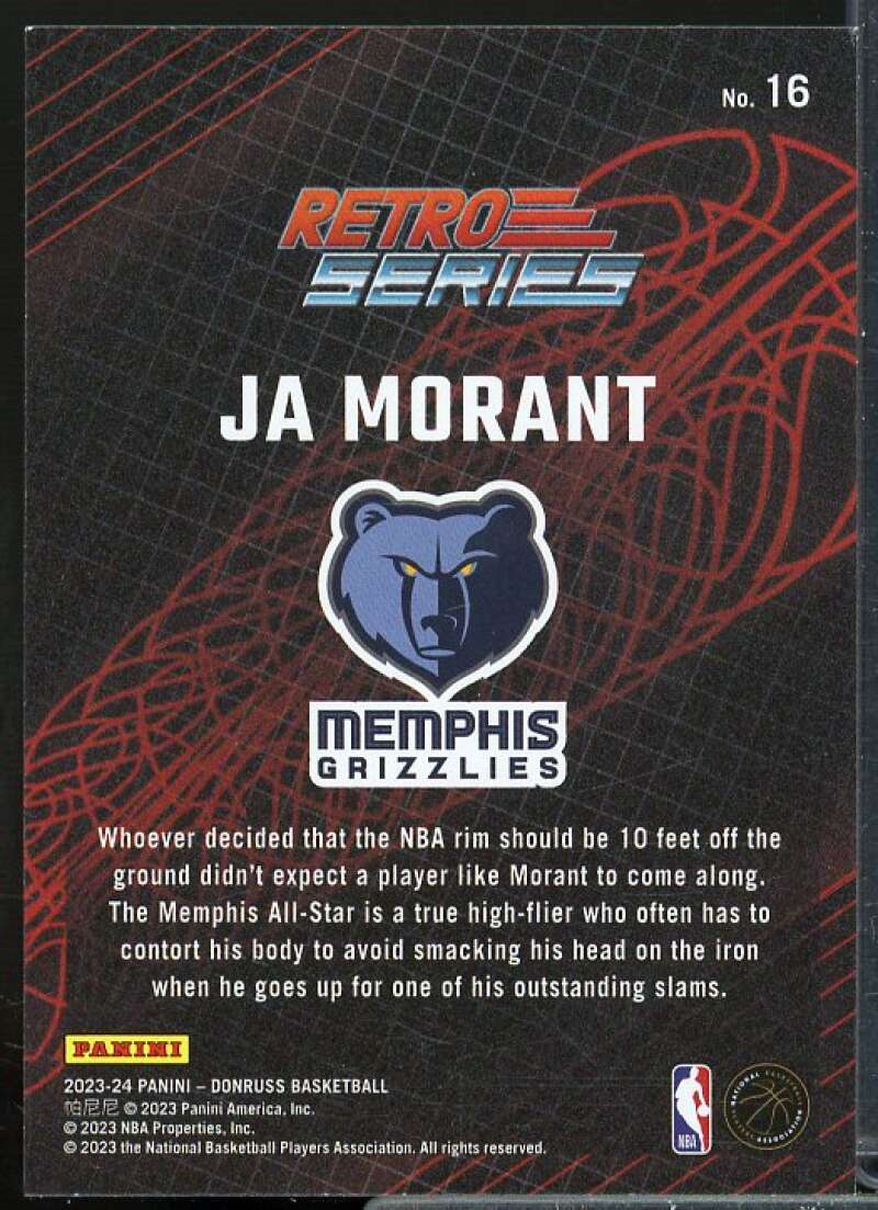 Ja Morant Card 2023-24 Donruss Retro Series Diamond #16  Image 2