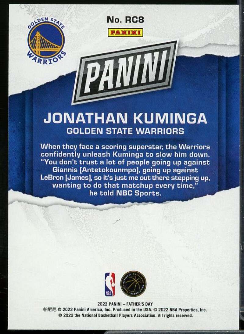 Jonathan Kuminga Rookie Card 2022 Panini Father's Day Rookies #RC8  Image 2