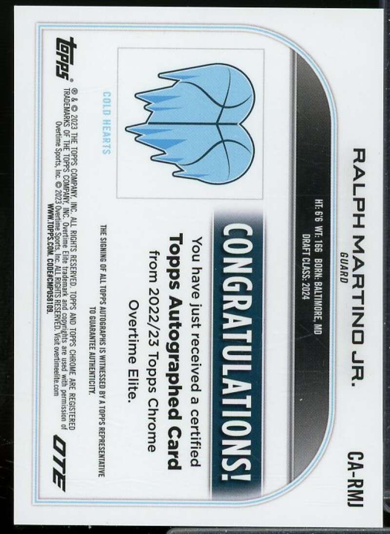 Ralph Martino Jr. Card 2022-23 Topps Chrome Overtime Elite Autographs #CARMJ  Image 2