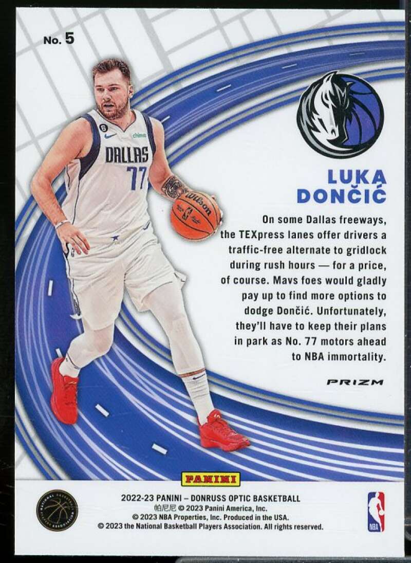 Luka Doncic Card 2022-23 Donruss Optic Express Lane Purple #5  Image 2