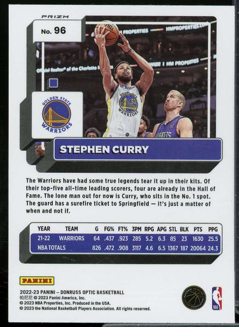 Stephen Curry Card 2022-23 Donruss Optic Hyper Pink #96  Image 2