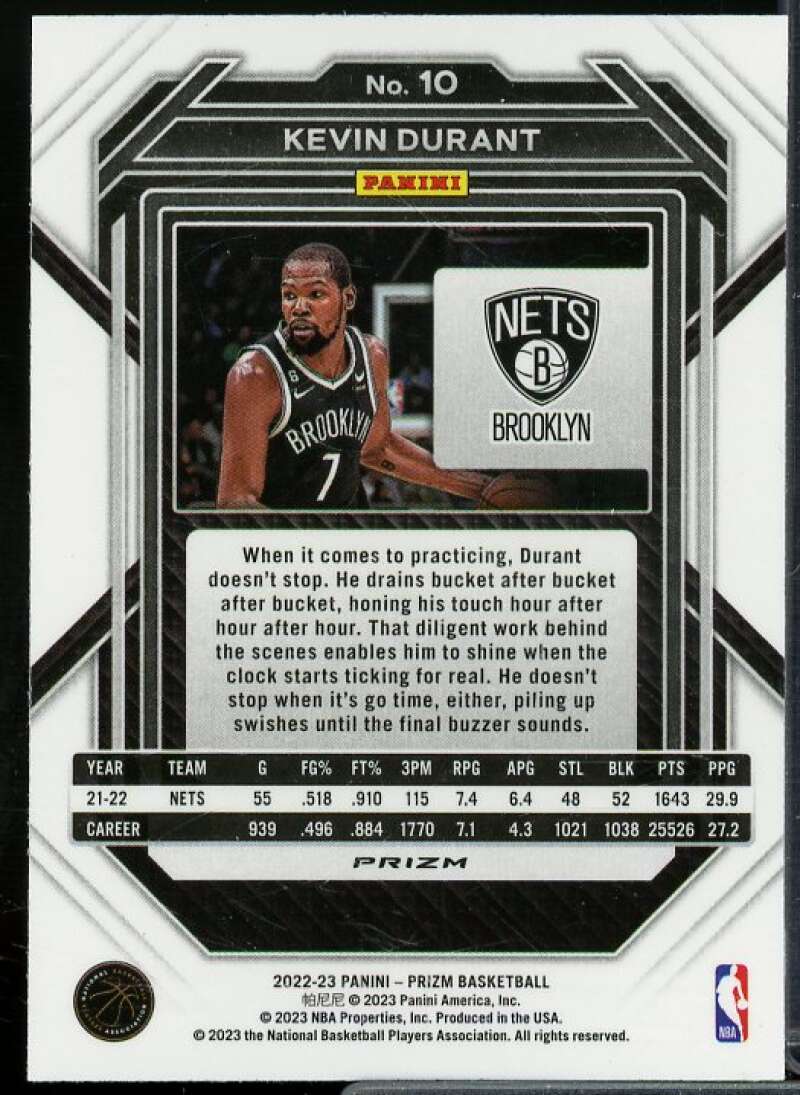 Kevin Durant Card 2022-23 Panini Prizm Prizms Silver #10  Image 2