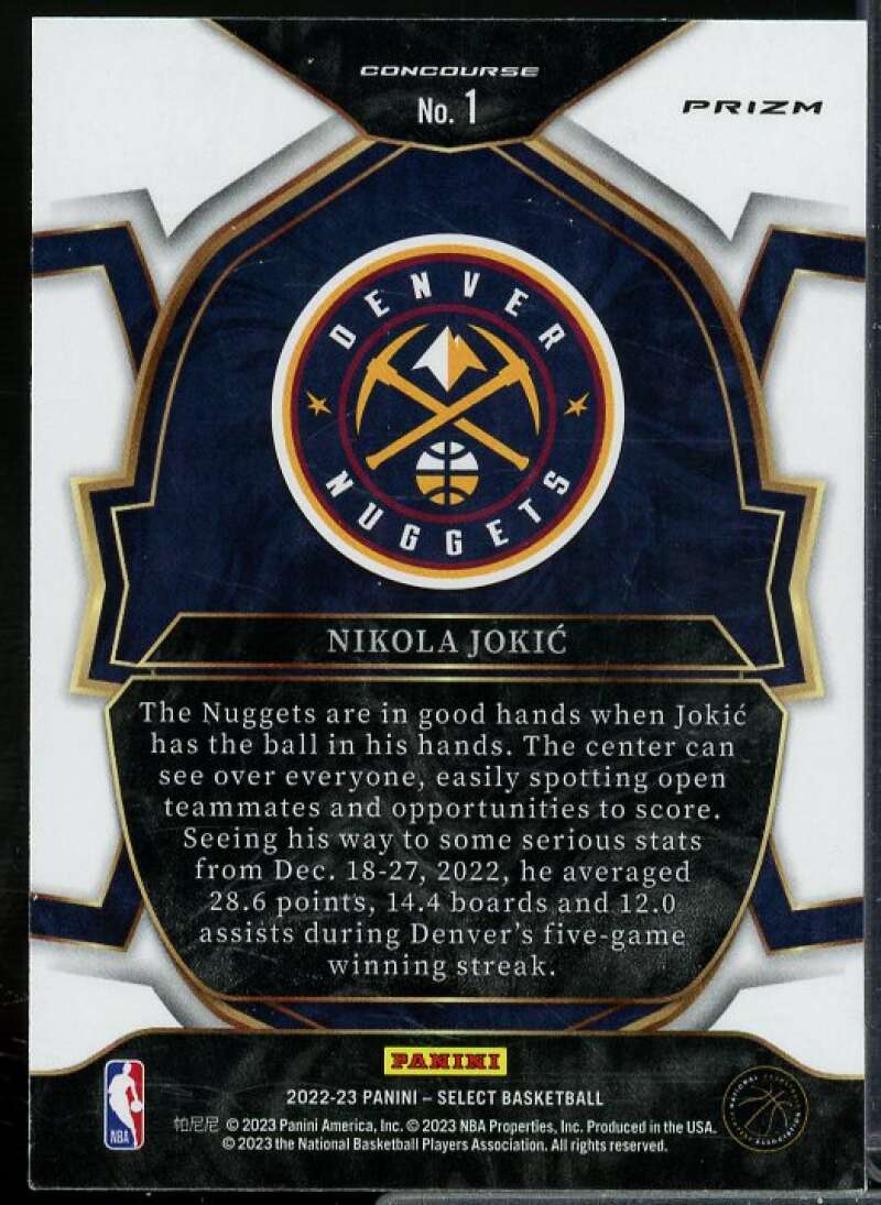 Nikola Jokic Card 2022-23 Select Prizms Blue Cracked Ice #1  Image 2