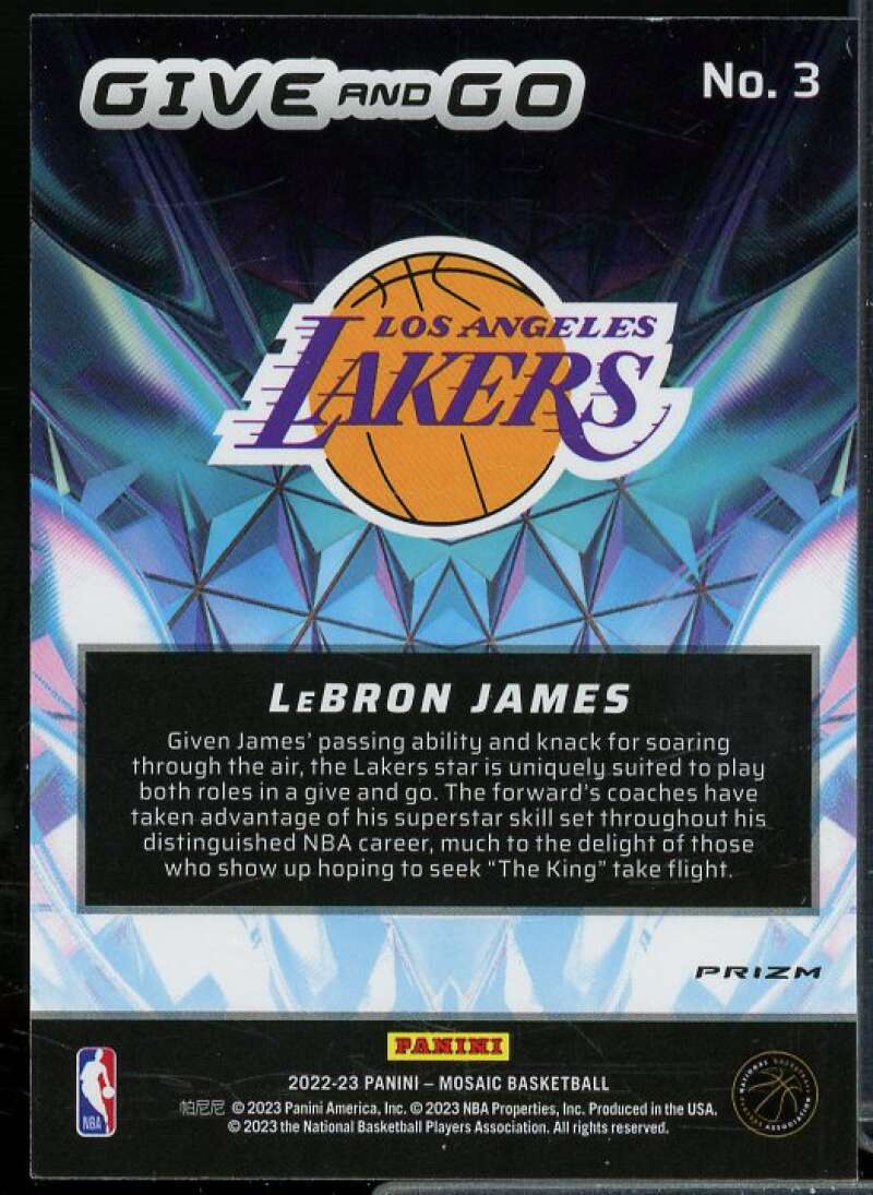 LeBron James Card 2022-23 Panini Mosaic Give Go Mosaic Green #3  Image 2