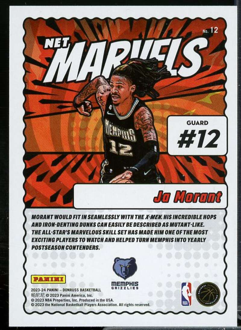 Ja Morant Card 2023-24 Donruss Net Marvels Press Proof #12  Image 2