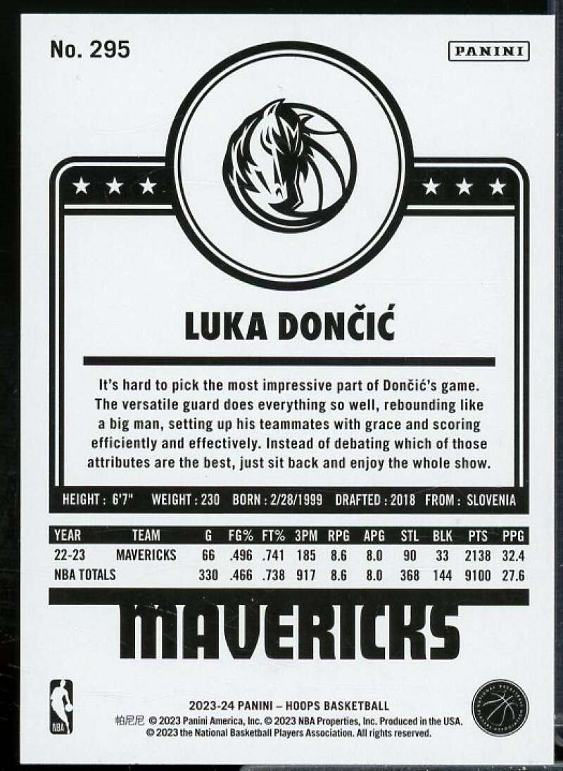 Luka Doncic Card 2023-24 Hoops #295  Image 2