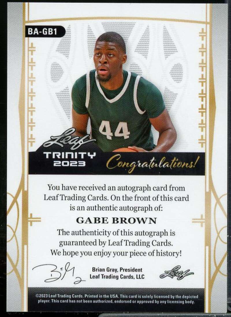 Gabe Brown Rookie Card 2023 Leaf Trinity #BAGB1  Image 2