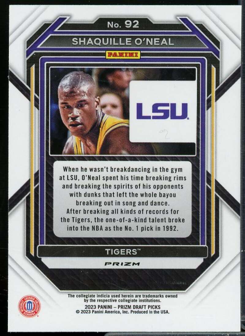Shaquille O'Neal Card 2023-24 Panini Prizm Draft Picks Prizms Green #92  Image 2