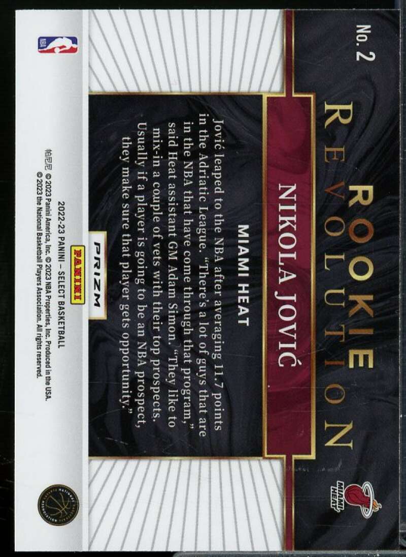 Nikola Jovic Card 2022-23 Select Rookie Revolution Prizms Silver #2  Image 2