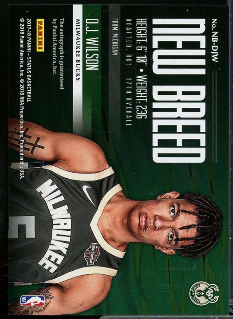 D.J. Wilson Rookie Card 2017-18 Panini Status New Breed Autographs #13  Image 2