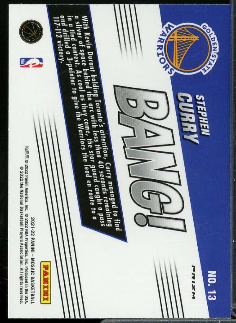 Stephen Curry Card 2021-22 Panini Mosaic Bang Mosaic #13  Image 2