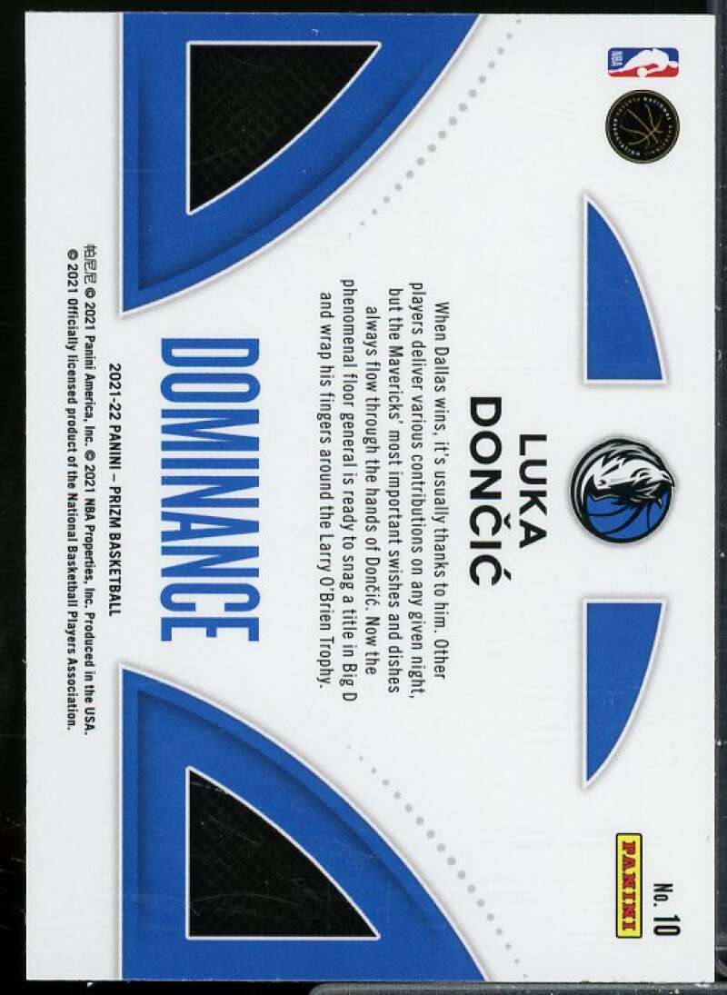 Luka Doncic Card 2021-22 Panini Prizm Dominance #10  Image 2