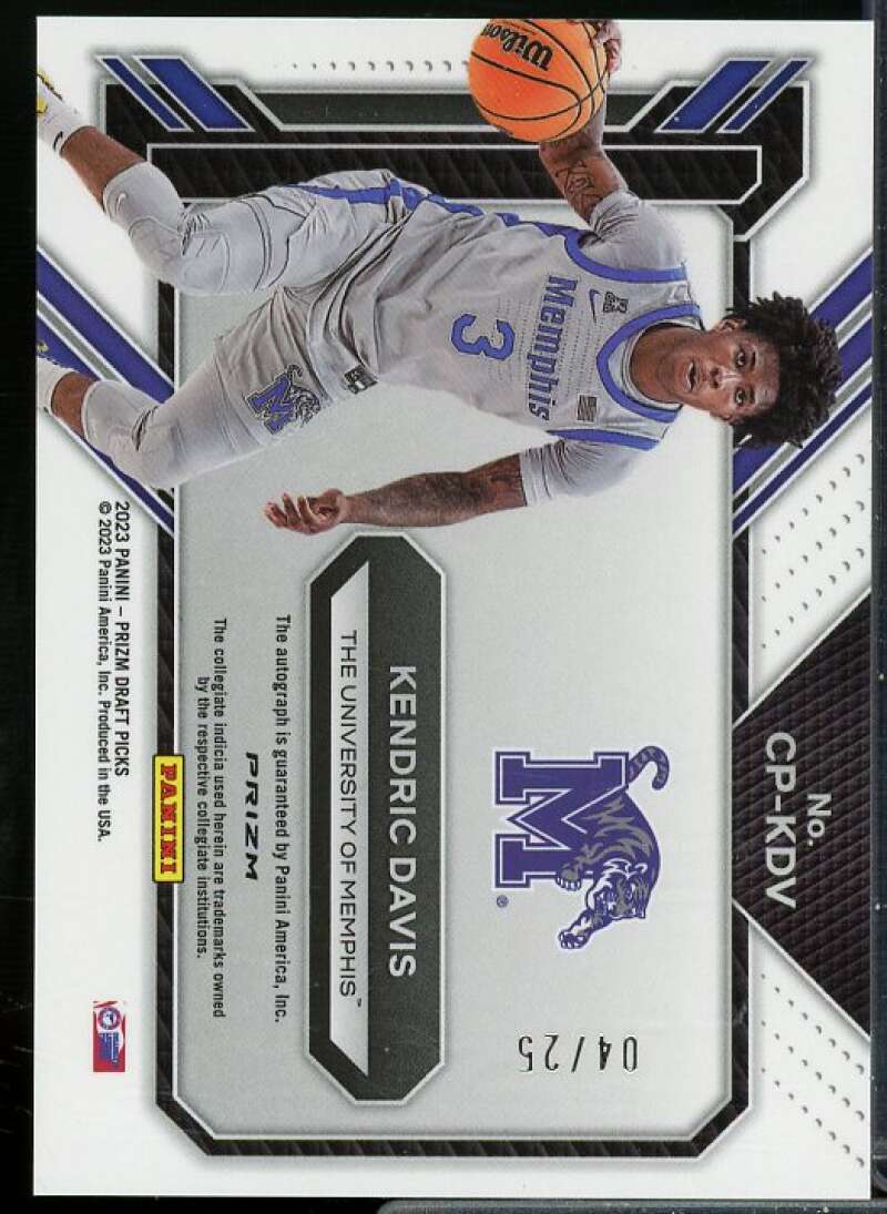 Kendrick Davis 2023 Prizm DP College Penmanship Signature Prizm Green Pulsar #42  Image 2