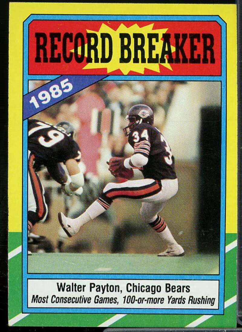 Walter Payton RB/Most Consecutive/Games 100 or More/Yards Rushing 1986 Topps #7  Image 1