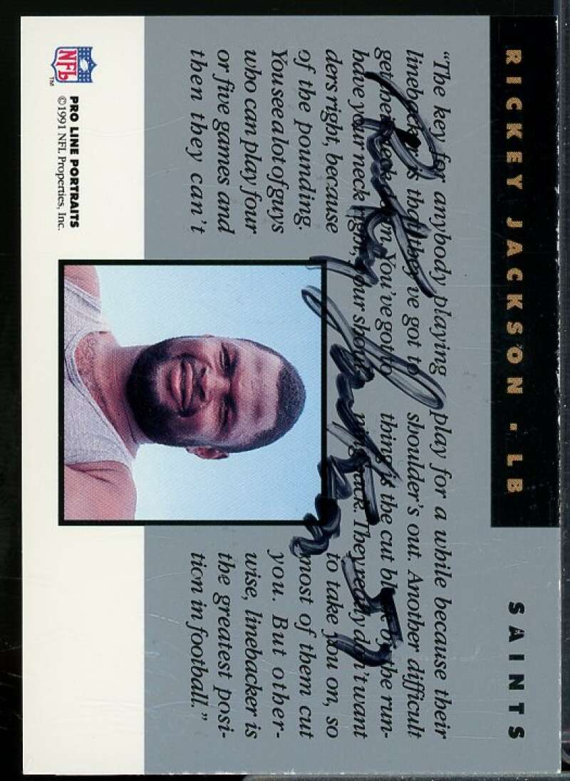 Rickey Jackson Card 1991 Pro Line Portraits Autographs #117  Image 2