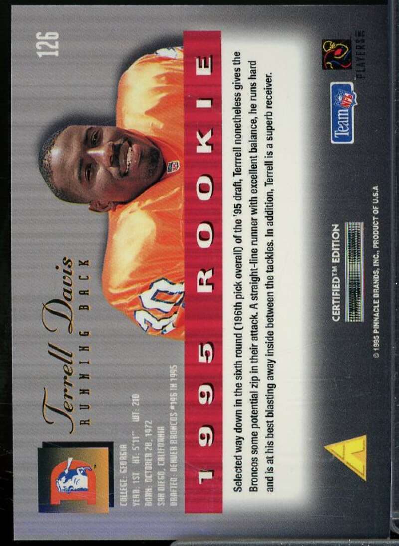 Terrell Davis Rookie Card 1995 Select Certified #126  Image 2