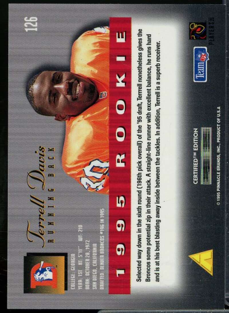 Terrell Davis Rookie Card 1995 Select Certified #126  Image 2