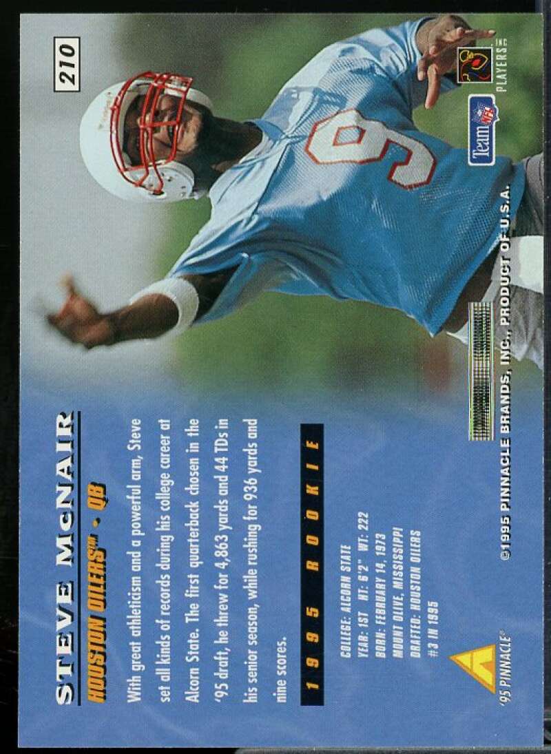Steve McNair Rookie Card 1995 Pinnacle #210  Image 2
