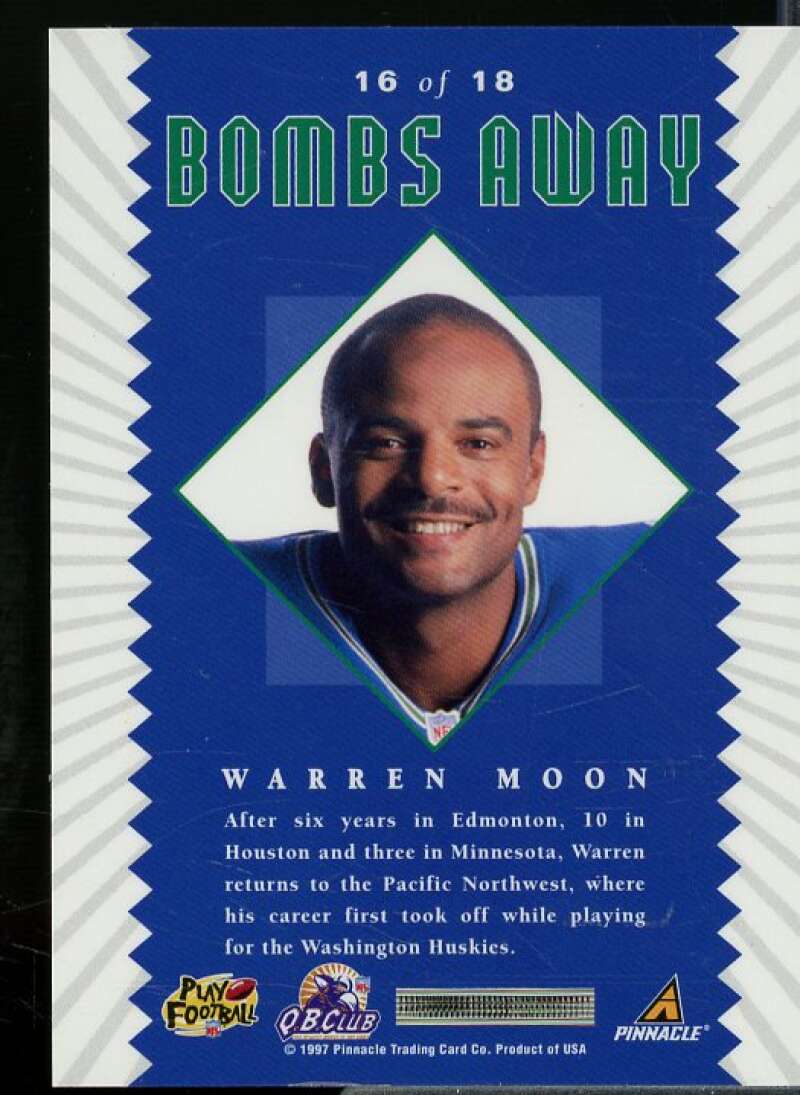 Warren Moon Card 1997 Pinnacle X-Press Bombs Away #16  Image 2