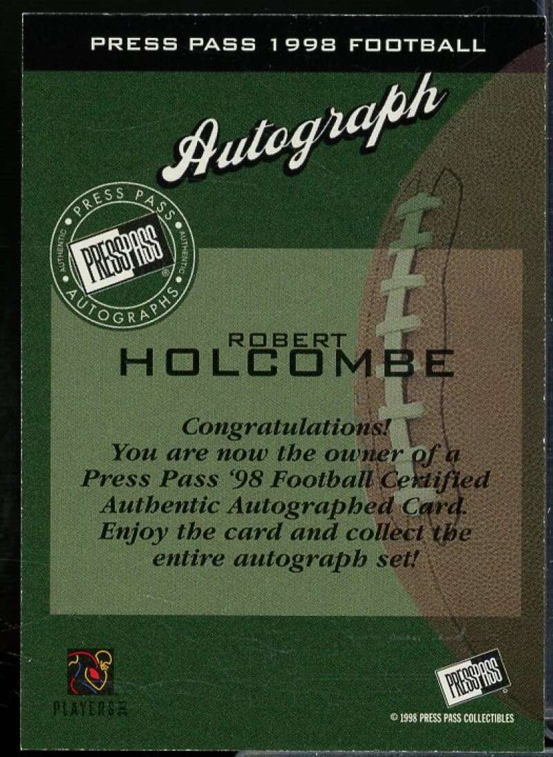 Robert Holcombe Rookie Card 1998 Press Pass Autographs #39  Image 2