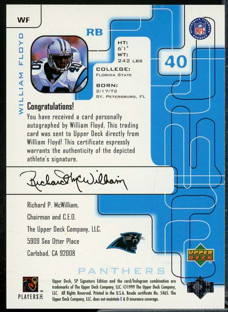 William Floyd Card 1999 SP Signature Autographs #WF  Image 2
