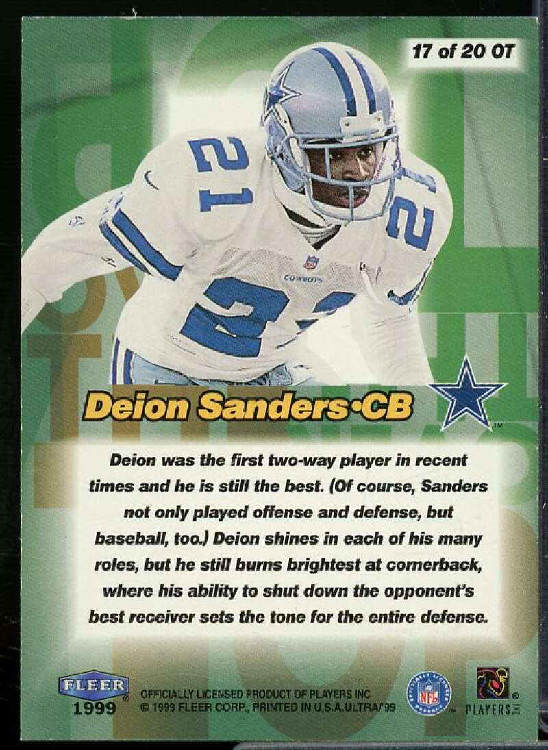 Deion Sanders Card 1999 Ultra Over The Top #17  Image 2