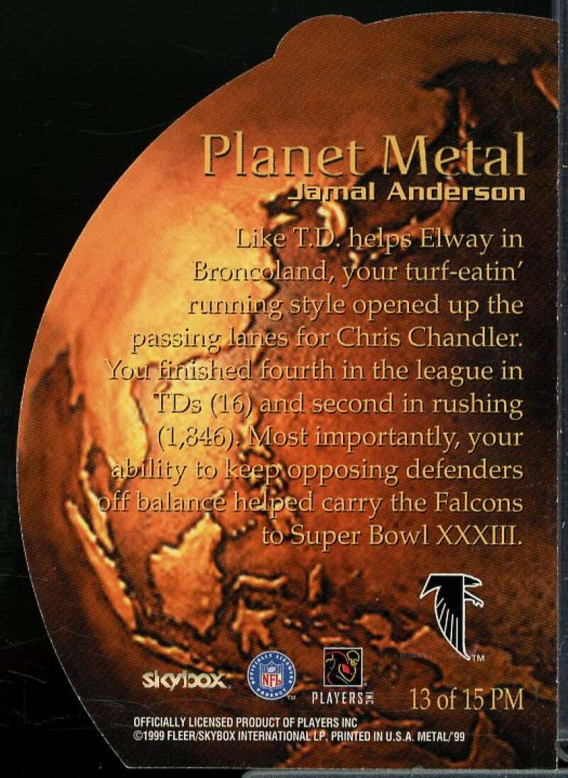 Jamal Anderson Card 1999 Metal Universe Planet Metal #PM13  Image 2