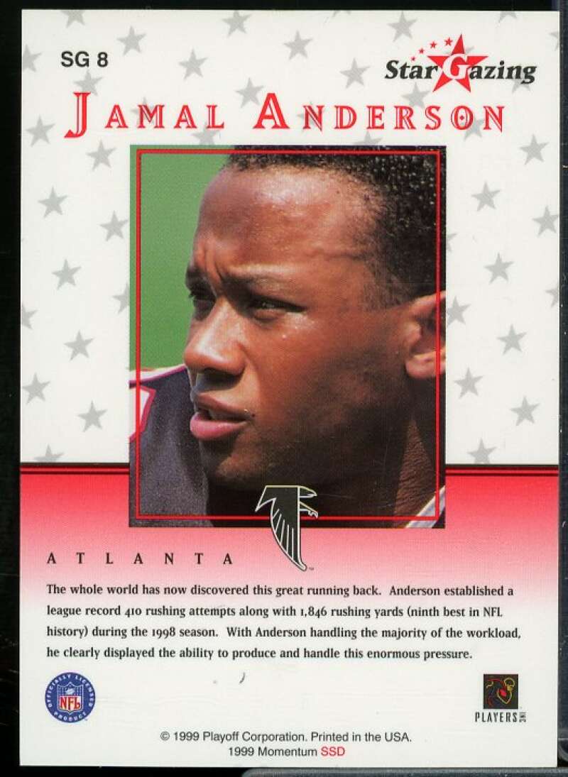 Jamal Anderson AU Card 1999 Playoff Momentum SSD Star Gazing #SG8  Image 2