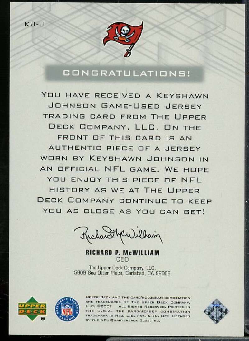 Keyshawn Johnson Card 2001 Upper Deck Pros Prospects Game Jersey #KJJ  Image 2