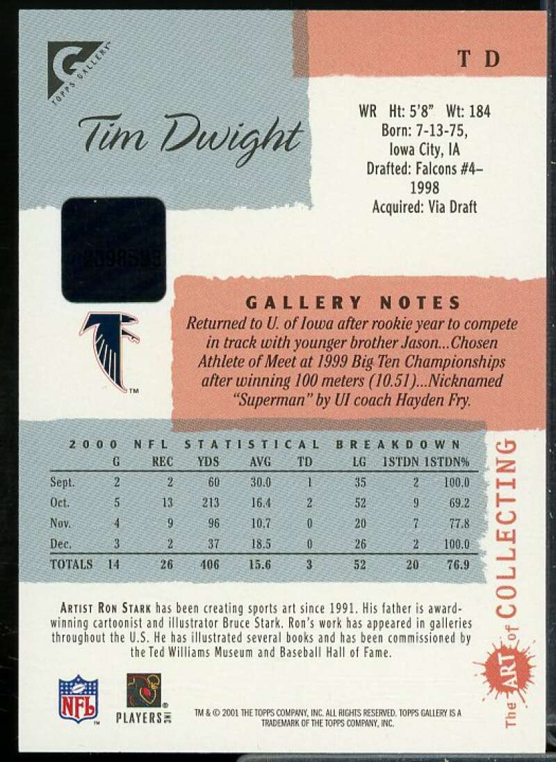Tim Dwight D Card 2001 Topps Gallery Autographs #TD  Image 2