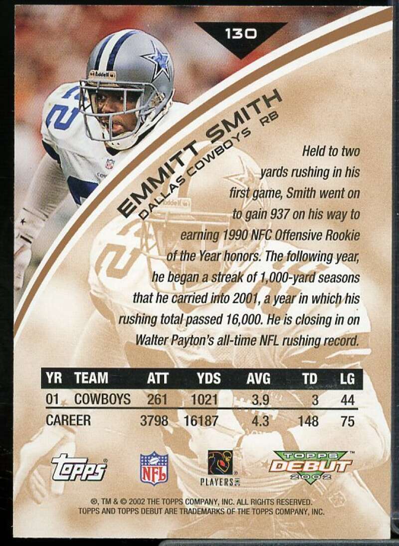 Emmitt Smith Card 2002 Topps Debut #130  Image 2