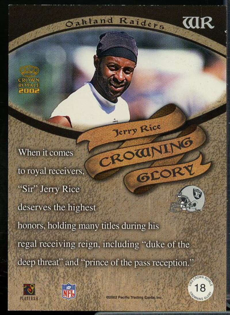 Jerry Rice Card 2002 Crown Royale Crowning Glory #18  Image 2