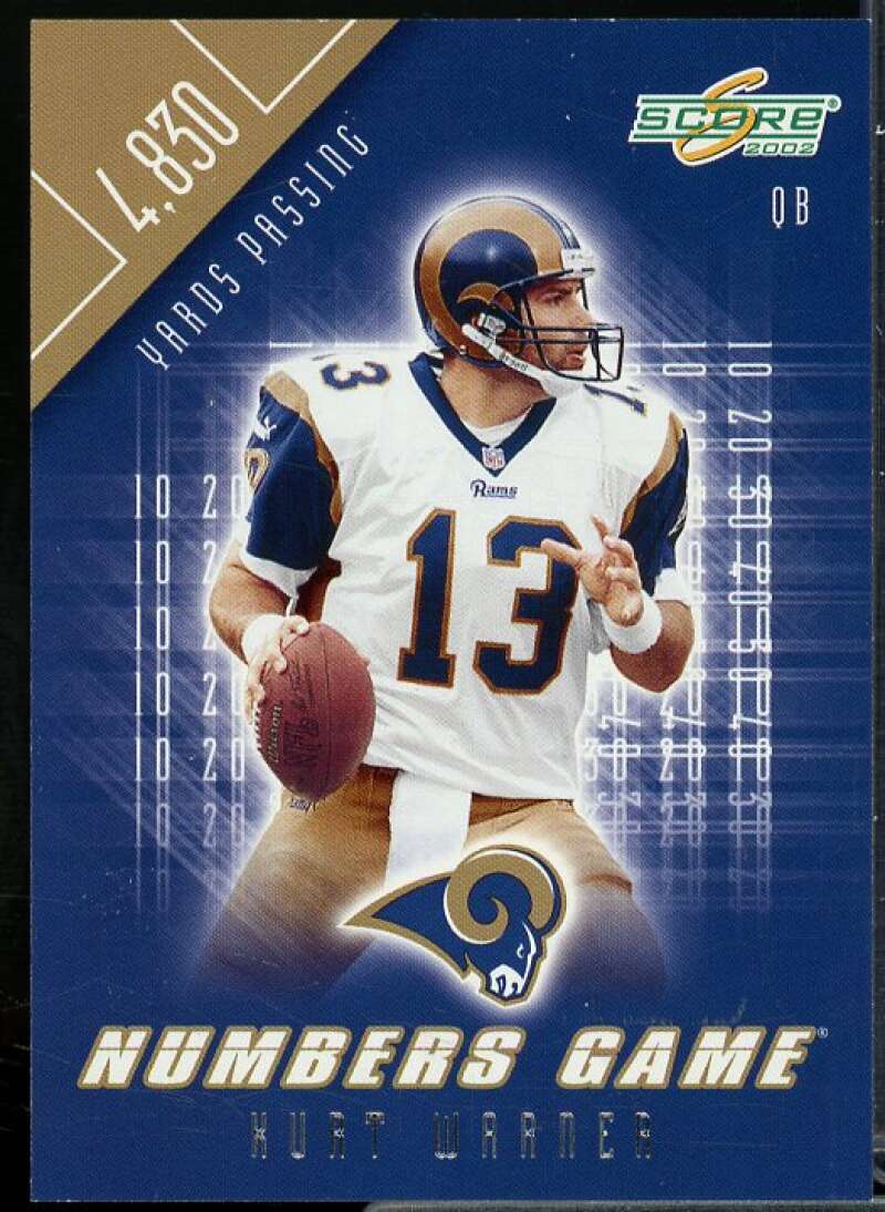 Kurt Warner Card 2002 Score Numbers Game #1  Image 1